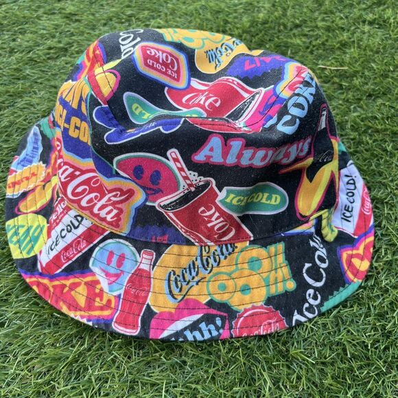 Coca-Cola Reversible Bucket Hat Funky Multicolor Fun Coke Design Collectible - Picture 1 of 5